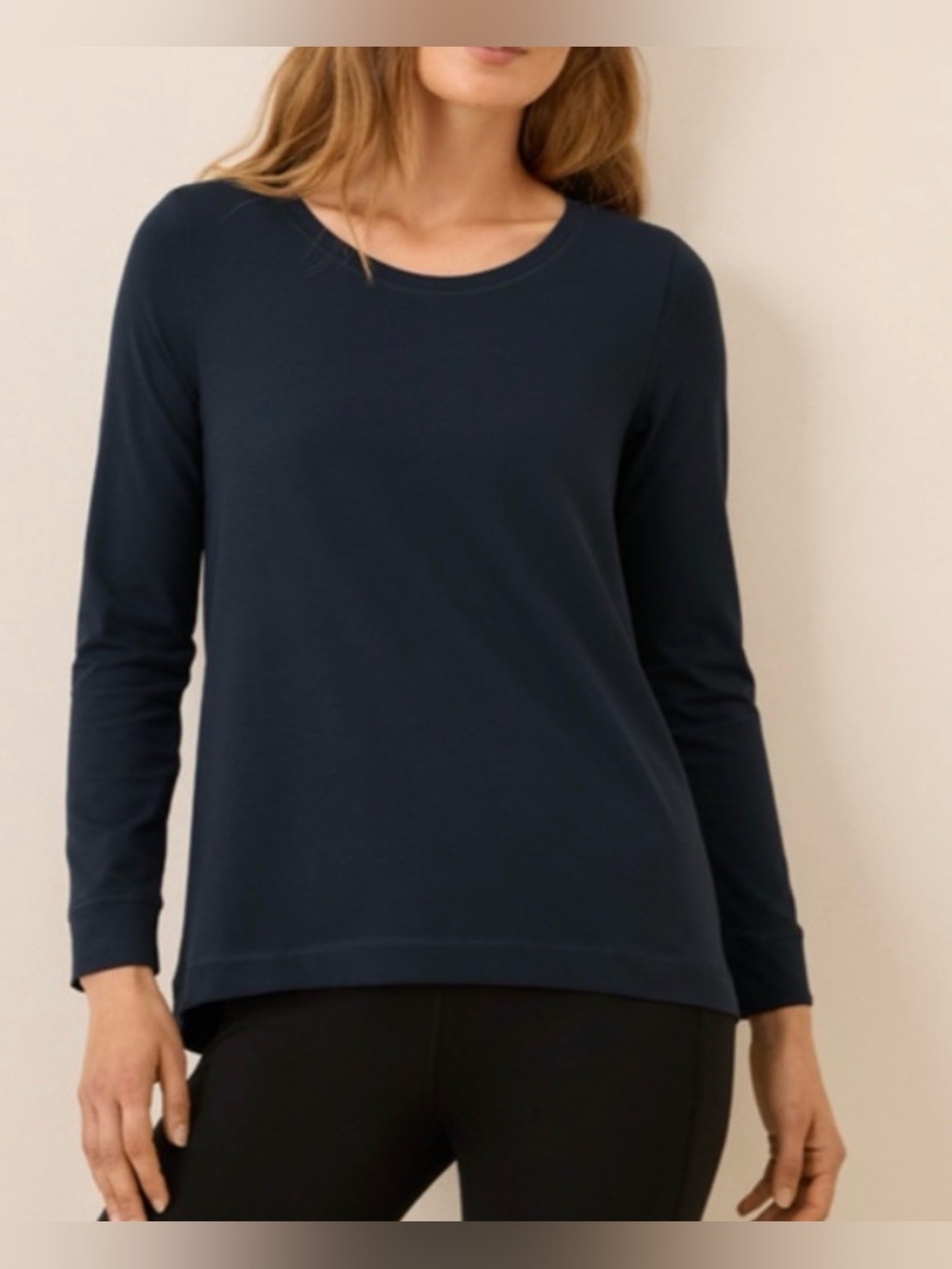 Pact Luxe Stretch Jersey Swing Long Sleeve Tee - Navy